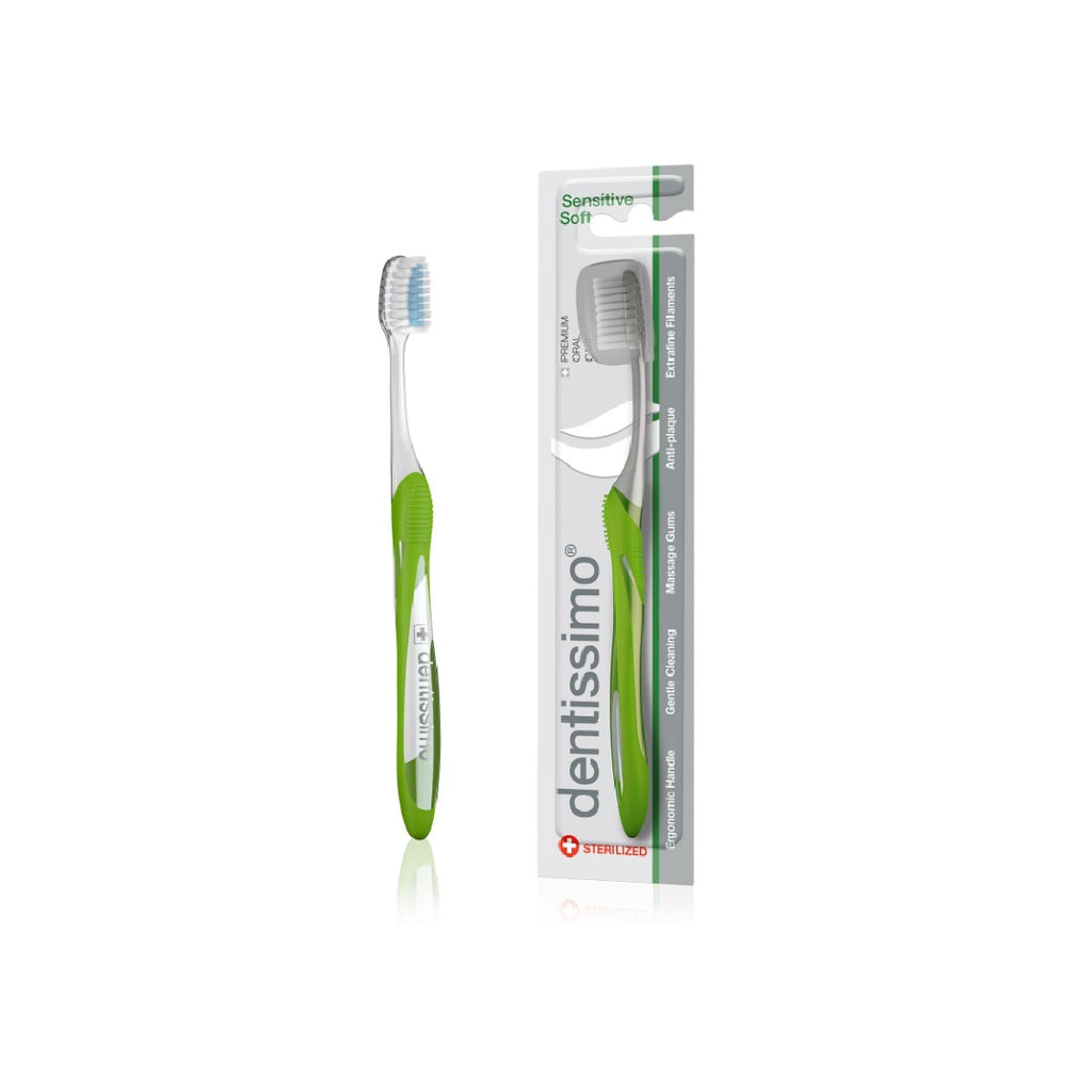 Dentissimo - 軟毛牙刷 - 敏感牙齒專用 - 綠色 - Nordic-Naturals -全方位家庭健康守護