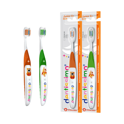 Dentissimo - Children's Medium Hair Toothbrush (6+/Green) 1 Stick